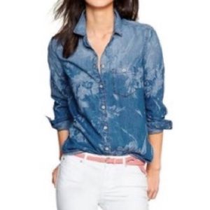 Gap 1969 Long Sleeve Floral Denim Button Down